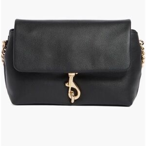 Rebecca Minkoff Black Pebbled Leather Crossbody with Gold Hardware Hook